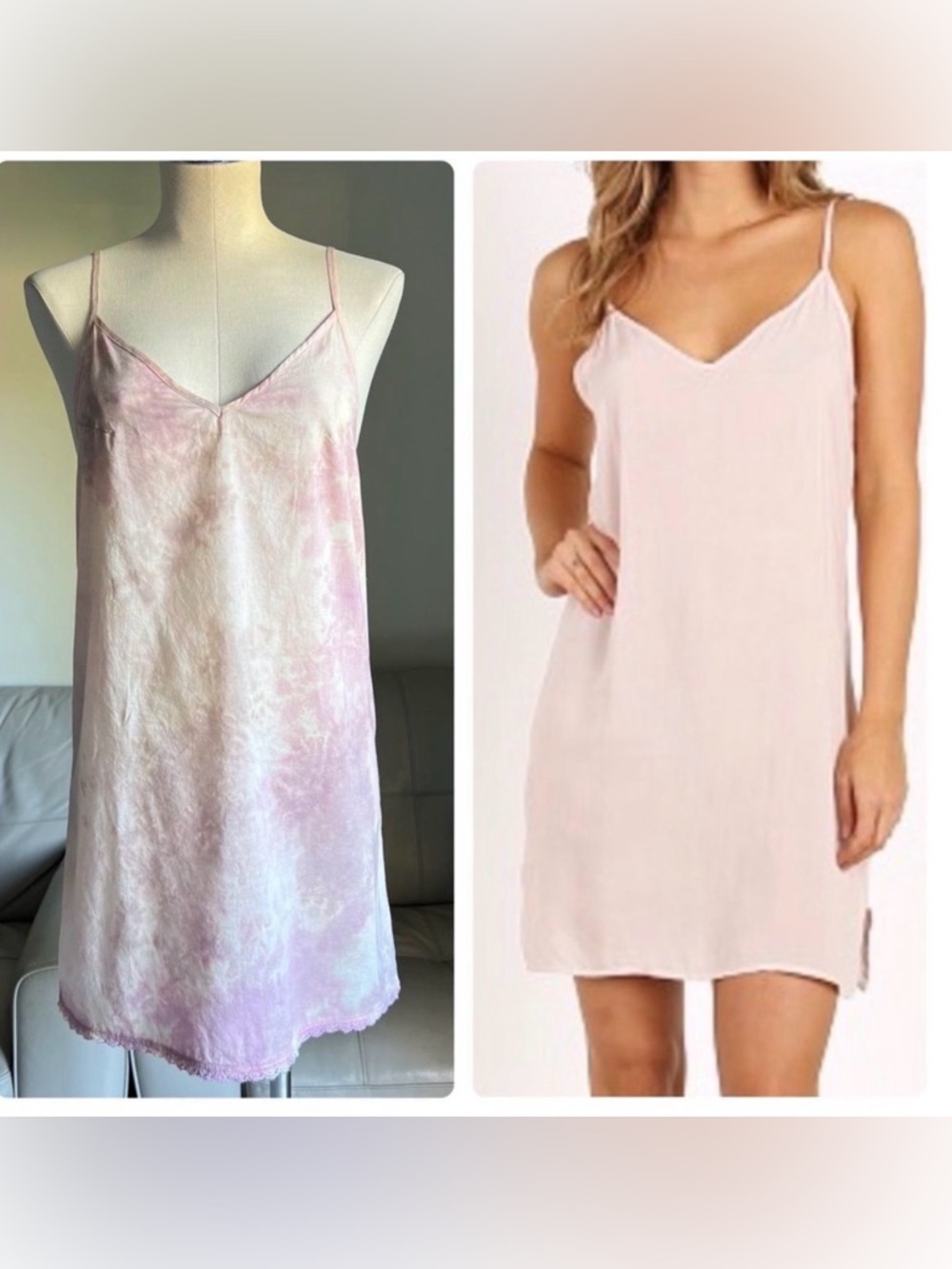 LACAUSA Slip Dress Sz S Revolve V Neck Short Spaghetti Straps Crochet Soft Chic